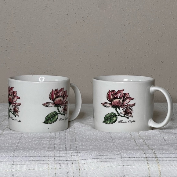 Tabletop unlimited Botanical Gardens Magnolia Floral Ceramic Mugs Set - Picture 2 of 7